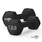Wecare Fitness Neoprene Coated 12 Lbs Dumbbells for Non-Slip Grip, Set of Two, Black, 2PK WC-2P-12LB-BK - alternate 1
